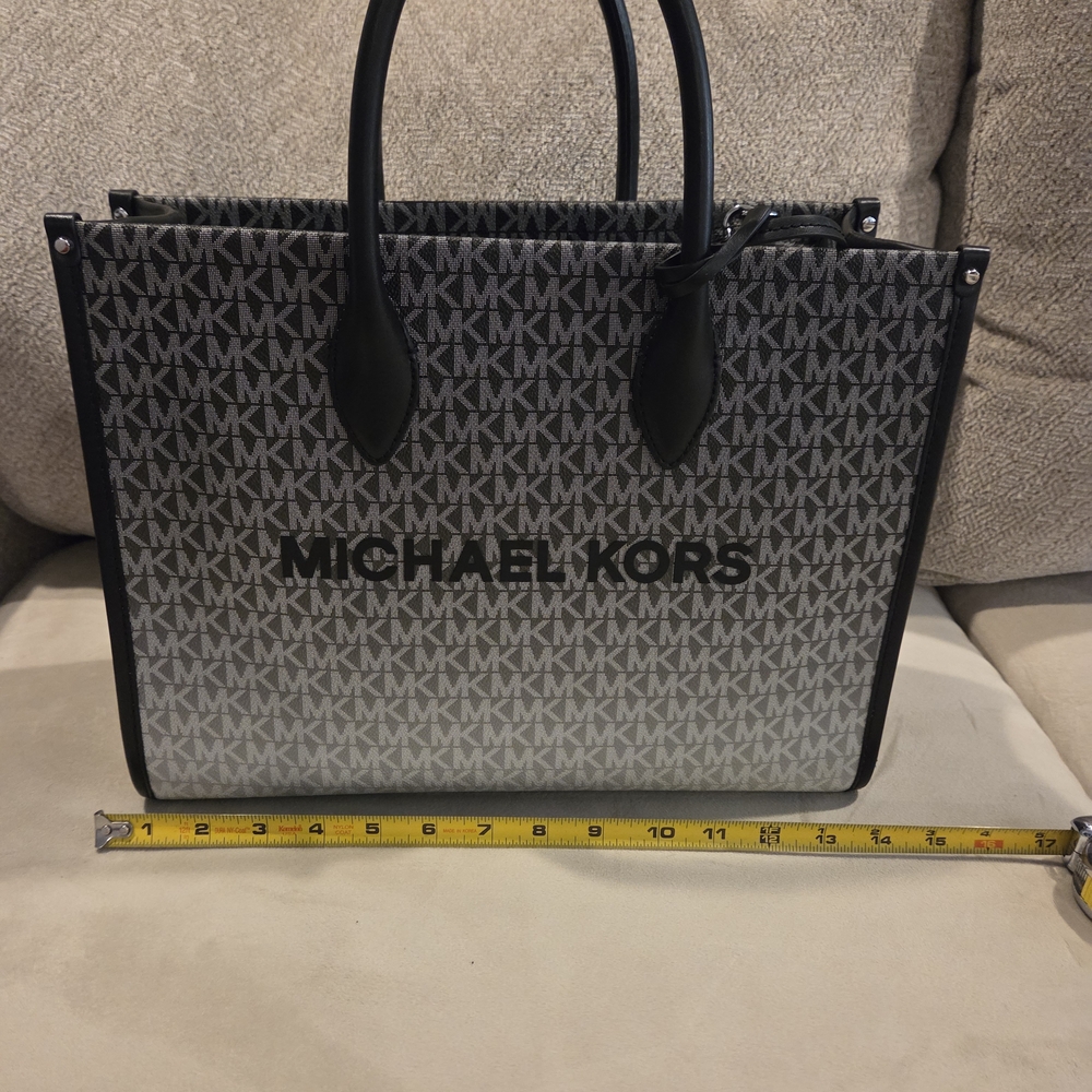 Michael Kors Monogrammed Black and Gray Handbag